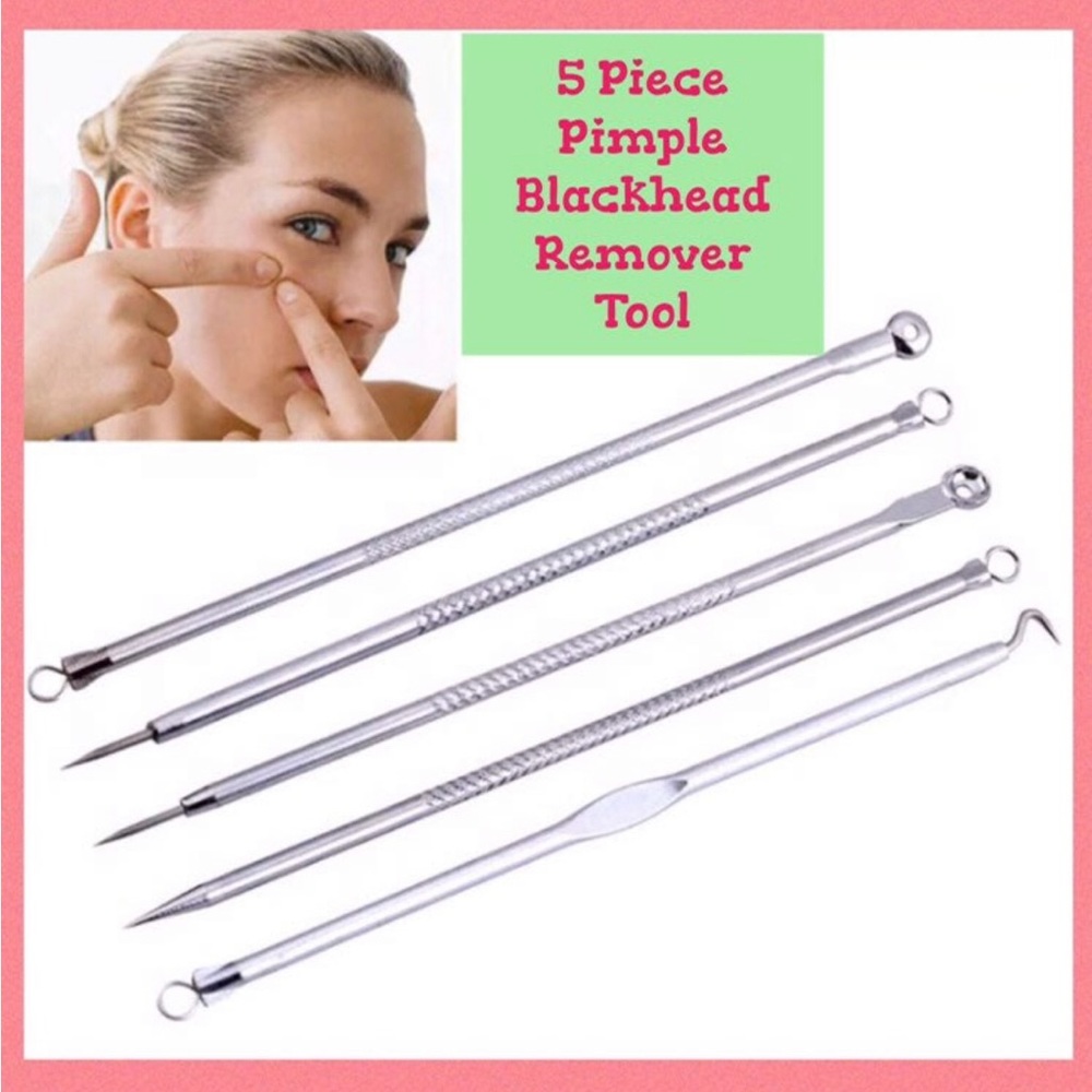 5 Piece Blackhead Pimple Blemish Comedone Acne Extractor Remover Tool Set
